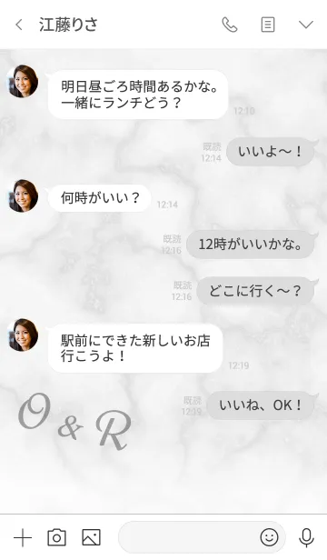 [LINE着せ替え] 【O＆R】イニシャル 大理石モノトーン白の画像3