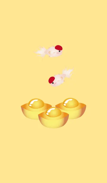 [LINE着せ替え] かわいいラッキー金魚-ゴールドインゴットの画像1