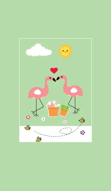 [LINE着せ替え] Simple cute flamingo theme v.2 (JP)の画像1