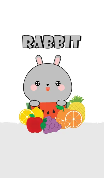 [LINE着せ替え] Gray Rabbit With Friut Theme (jp)の画像1