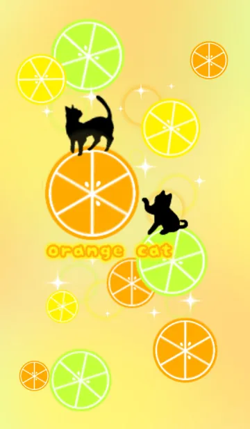 [LINE着せ替え] 黒猫＆オレンジの画像1