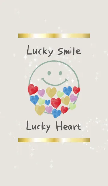 [LINE着せ替え] ベージュ＆カーキ: 全運気UPハッピーハートの画像1