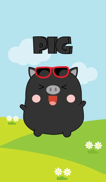 [LINE着せ替え] Lovely Fat Black Pig Theme (jp)の画像1