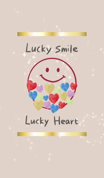 [LINE着せ替え] ベージュボルドー: 全運気UPハッピーハートの画像1