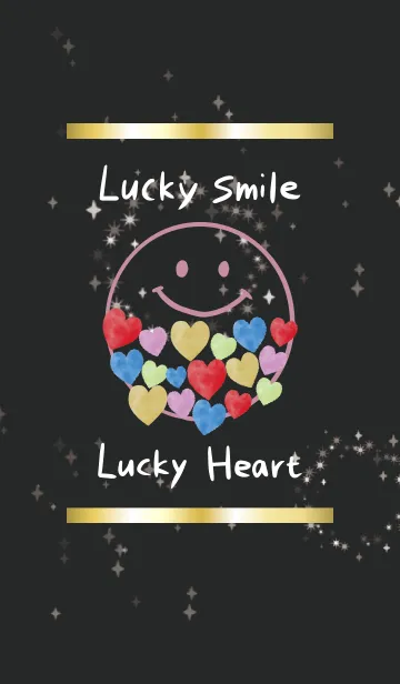 [LINE着せ替え] ブラック＆ピンク: 全運気UPハッピーハートの画像1