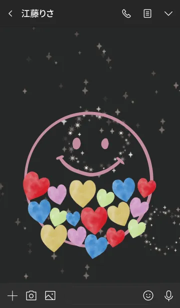 [LINE着せ替え] ブラック＆ピンク: 全運気UPハッピーハートの画像3