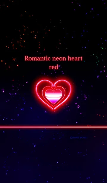 [LINE着せ替え] ロマンティック ネオン ハート レッドの画像1