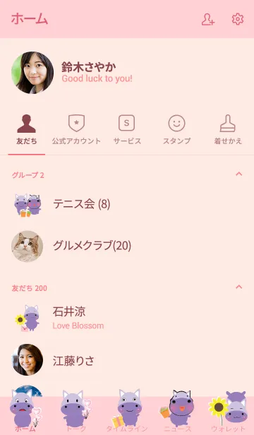 [LINE着せ替え] Simple hippo theme v.4 (JP)の画像2