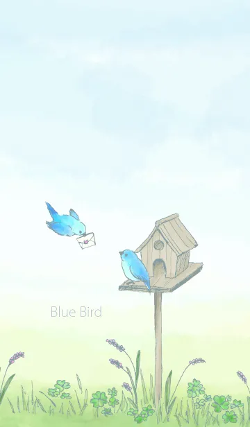 [LINE着せ替え] 青い鳥/グリーン19の画像1