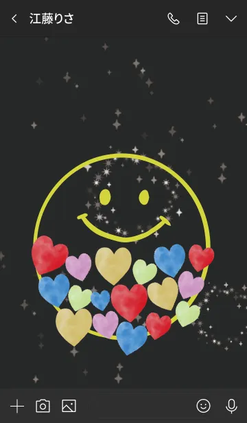 [LINE着せ替え] ブラックイエロー: 全運気UPハッピーハートの画像3