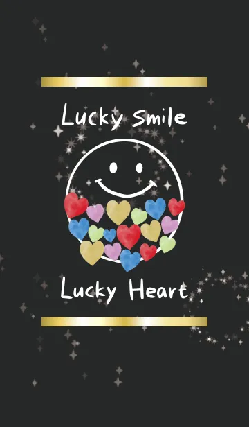 [LINE着せ替え] ブラックホワイト: 全運気UPハッピーハートの画像1