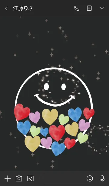 [LINE着せ替え] ブラックホワイト: 全運気UPハッピーハートの画像3