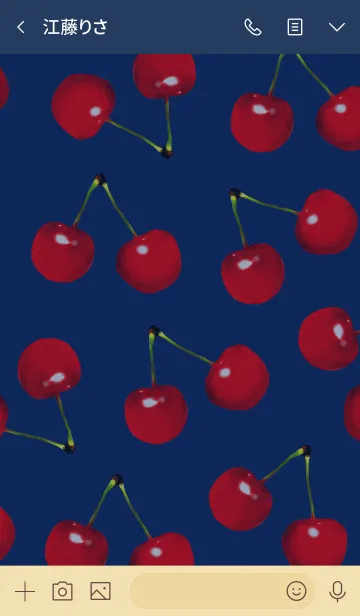 [LINE着せ替え] チェリー×紺色の画像3
