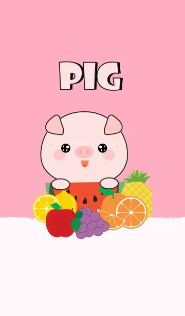 [LINE着せ替え] Pig With Friut Theme (jp)の画像1