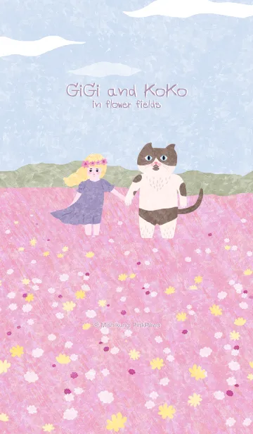 [LINE着せ替え] GiGi and KoKo in flower fieldsの画像1