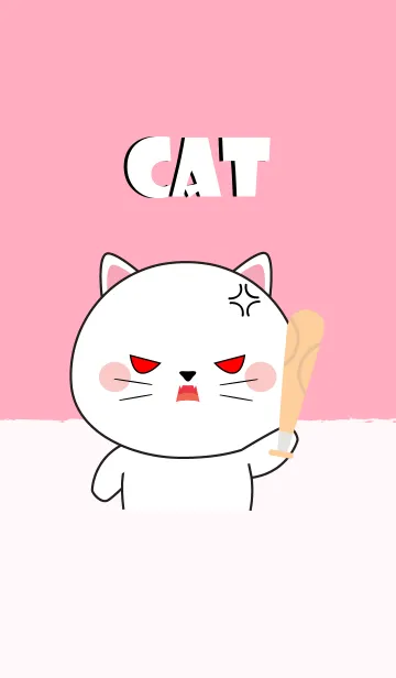 [LINE着せ替え] Big Head white cat Theme V.2 (jp)の画像1