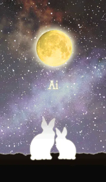 [LINE着せ替え] あい☆月を見上げるウサギの画像1