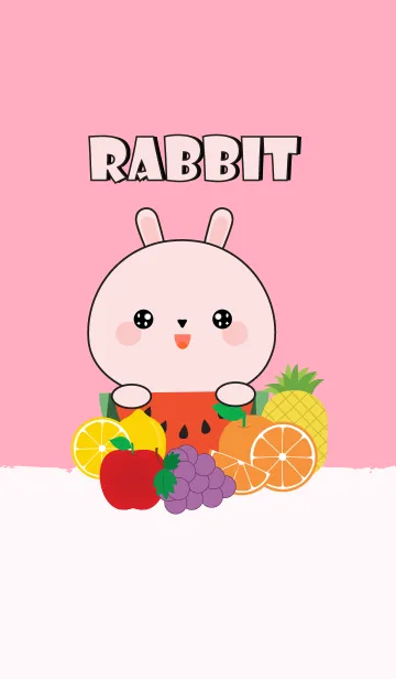 [LINE着せ替え] Pink Rabbit With Friut Theme (jp)の画像1