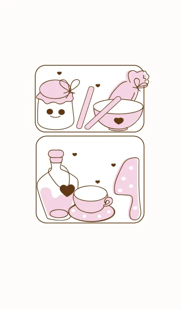 [LINE着せ替え] Cute kitchen items in the shelves 2の画像1