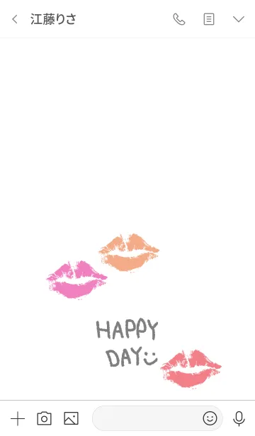 [LINE着せ替え] キスマーク-白スマイル13-の画像3