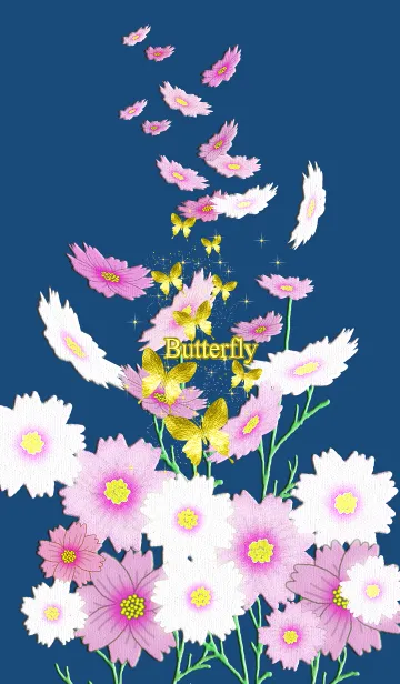 [LINE着せ替え] 秋桜×幸運を呼び込む八蝶*44の画像1