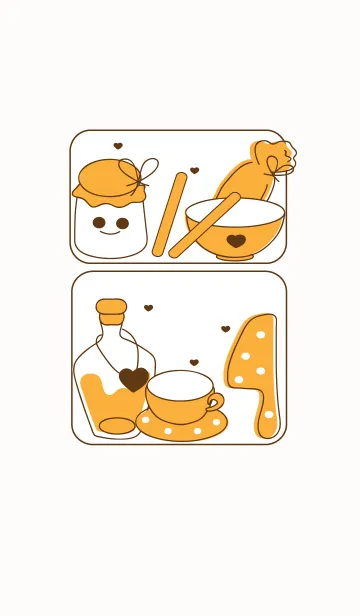 [LINE着せ替え] Cute kitchen items in the shelves 3の画像1