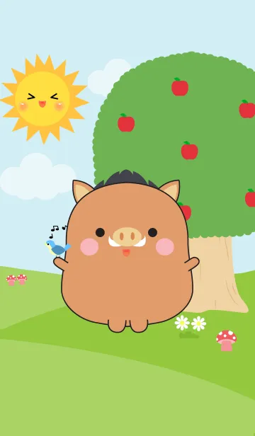 [LINE着せ替え] Fat Boar in Forest Theme (jp)の画像1