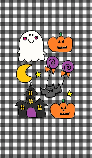 [LINE着せ替え] 「ハロウィン2019」ブラックチェックの画像1