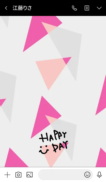 [LINE着せ替え] ピンク三角-スマイル5-の画像3