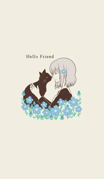 [LINE着せ替え] Hello friend -黒猫-の画像1