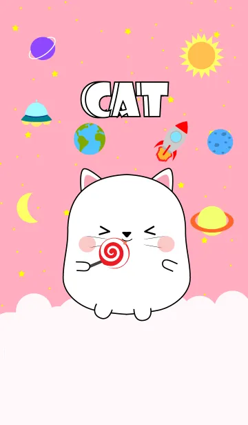[LINE着せ替え] Cute White Cat In Galaxy (jp)の画像1