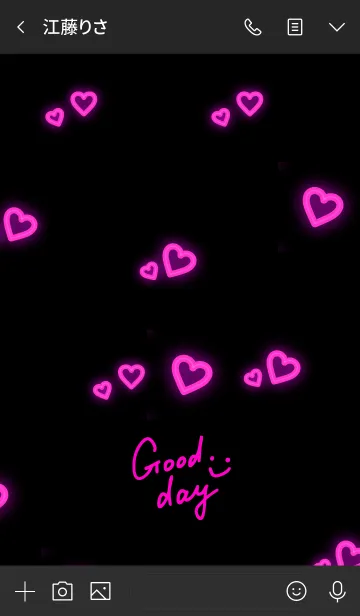 [LINE着せ替え] 蛍光ピンクハート-スマイル22-の画像3