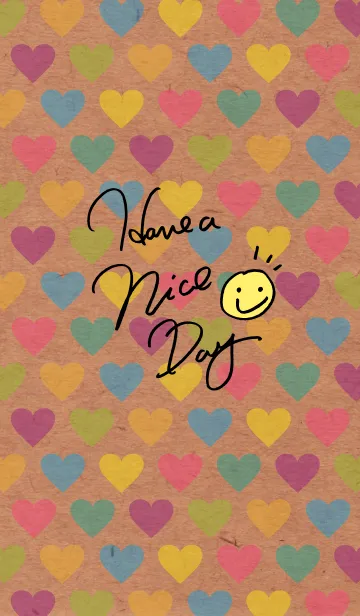 [LINE着せ替え] カラフルハートクラフト紙-スマイル23-の画像1