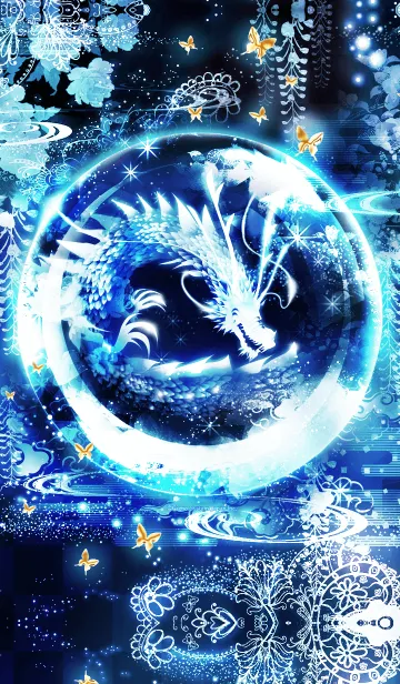 [LINE着せ替え] 全体運UP☆青と白に輝く龍の風水で運気向上の画像1