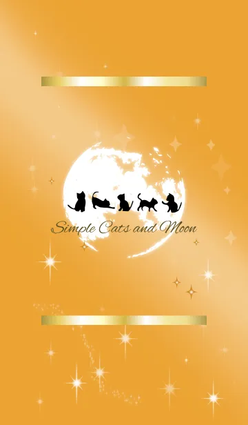 [LINE着せ替え] オレンジ : 運気を引き寄せる満月と猫の画像1