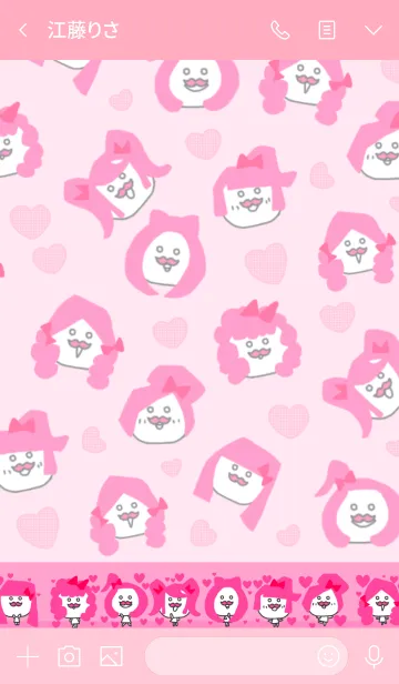 [LINE着せ替え] ひげまる ピンクガールの画像3