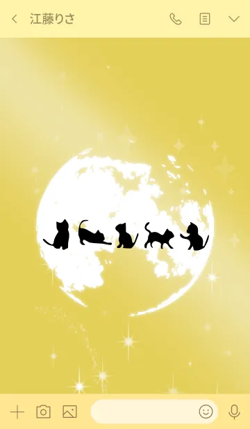 [LINE着せ替え] ゴールド : 運気を引き寄せる満月と猫の画像3