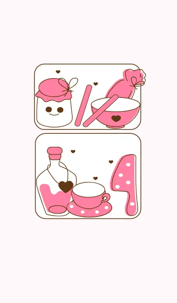 [LINE着せ替え] Cute kitchen items in the shelves 4の画像1