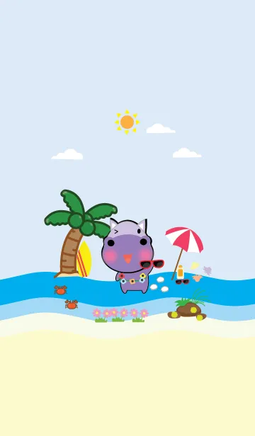 [LINE着せ替え] Simple cute hippo theme (JP)の画像1