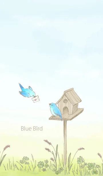 [LINE着せ替え] 青い鳥/ブラウン19の画像1