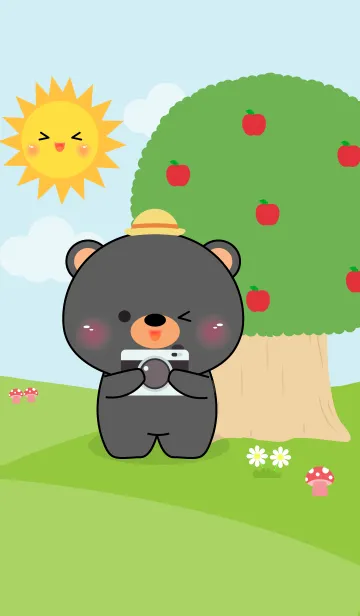 [LINE着せ替え] Black bear in Forest Theme (jp)の画像1