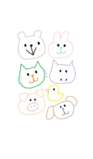 [LINE着せ替え] crayon animals themeの画像1