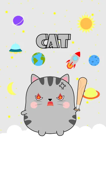 [LINE着せ替え] Cute Gray Cat In Galaxy (jp)の画像1