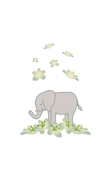 [LINE着せ替え] 象-緑のロマンチックな花の画像1