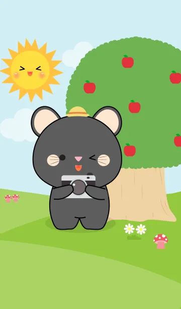 [LINE着せ替え] Black Mouse in Forest Theme (jp)の画像1