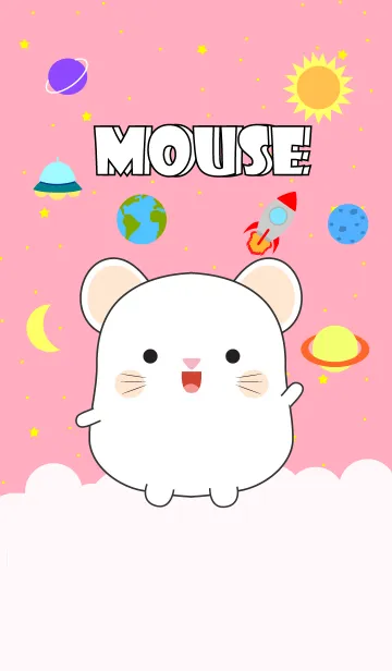 [LINE着せ替え] Cute White Mouse In Galaxy (jp)の画像1