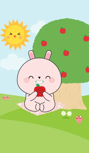 [LINE着せ替え] Pink Rabbit in Forest Theme (jp)の画像1