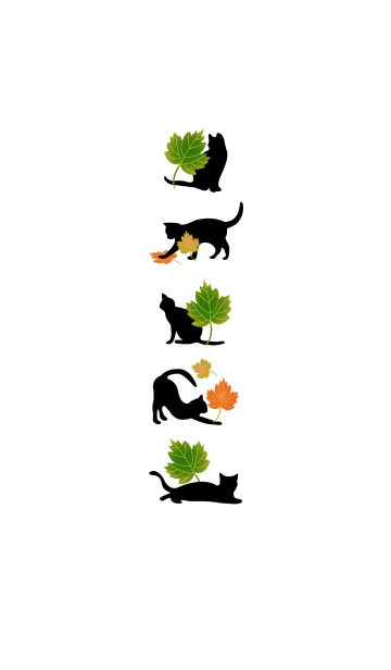 [LINE着せ替え] カエデの葉が好きな黒猫の画像1
