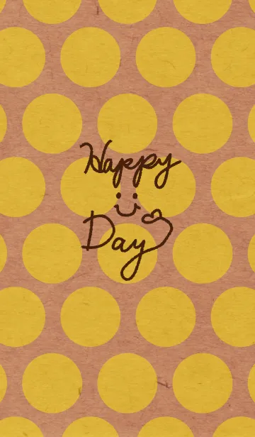 [LINE着せ替え] 黄色ドットクラフト紙-スマイル19-の画像1