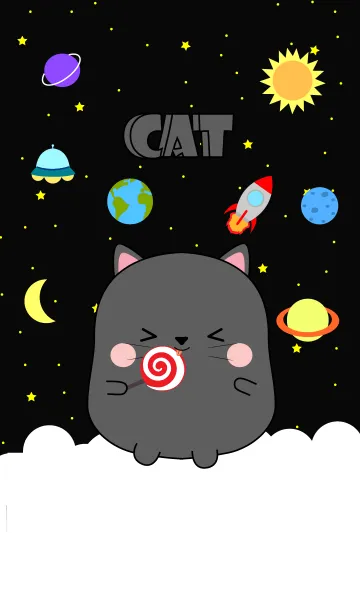 [LINE着せ替え] Cute black Cat In Galaxy (jp)の画像1